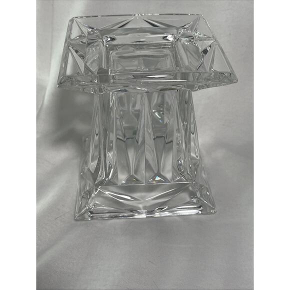Party Lite~ Quad Prism Small Pedestal 5" Candle Holder 24% Lead Crystal - Picture 3 of 7